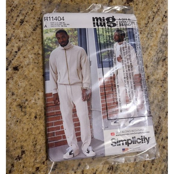 Simplicity R11404 Pattern Men XS S M L  Knit Zip Jacket & Pants Side Leg Snaps - Picture 12 of 12